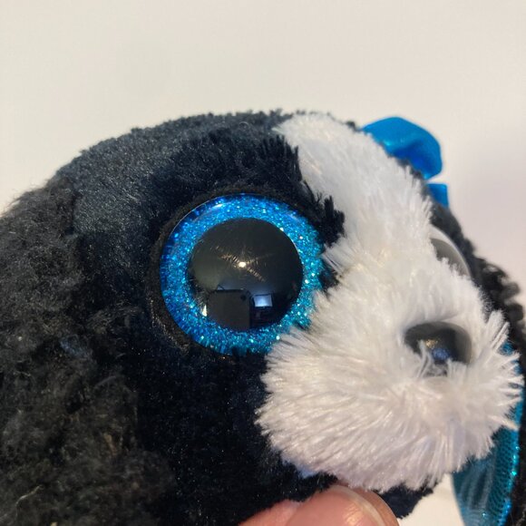 Ty Beanie Boos Tracey Dog Black White 6" Stuffed Plush Toy 2017 Blue Eyes W Tag - Picture 8 of 10